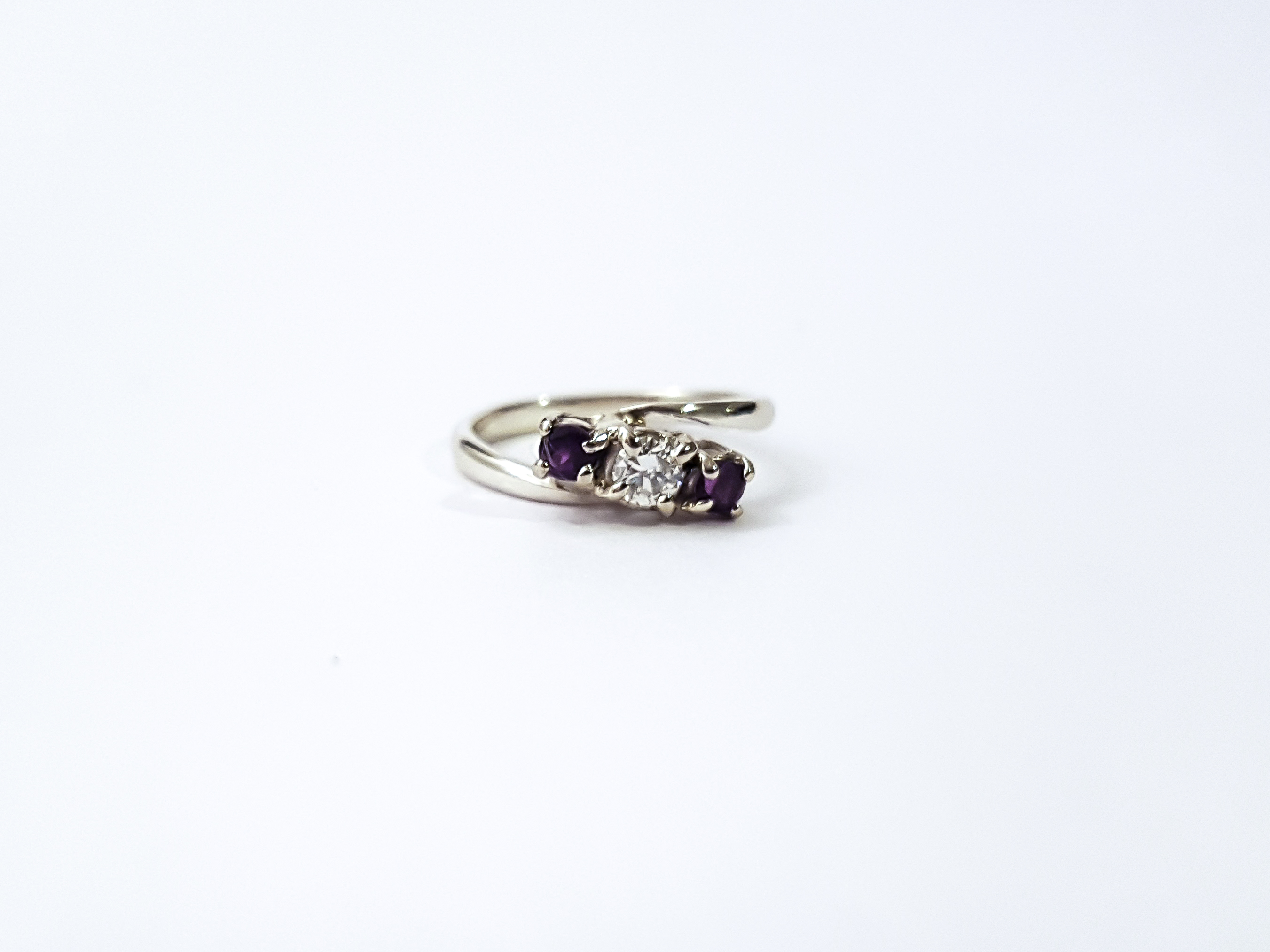 Recycled 9ct White Gold Amethys & Diamond Engagement Rings
