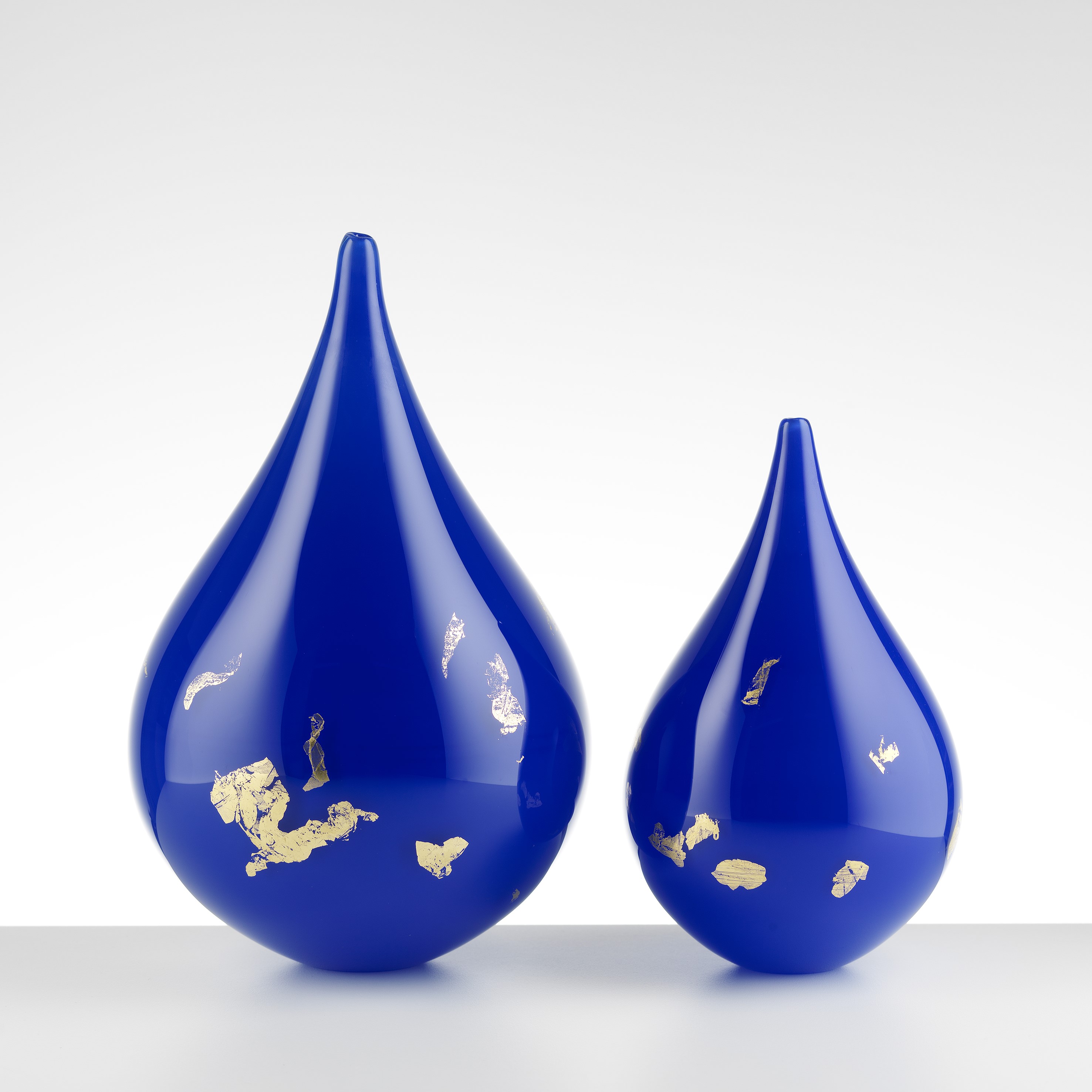 Lapis blue Dew Drop with gold leaf