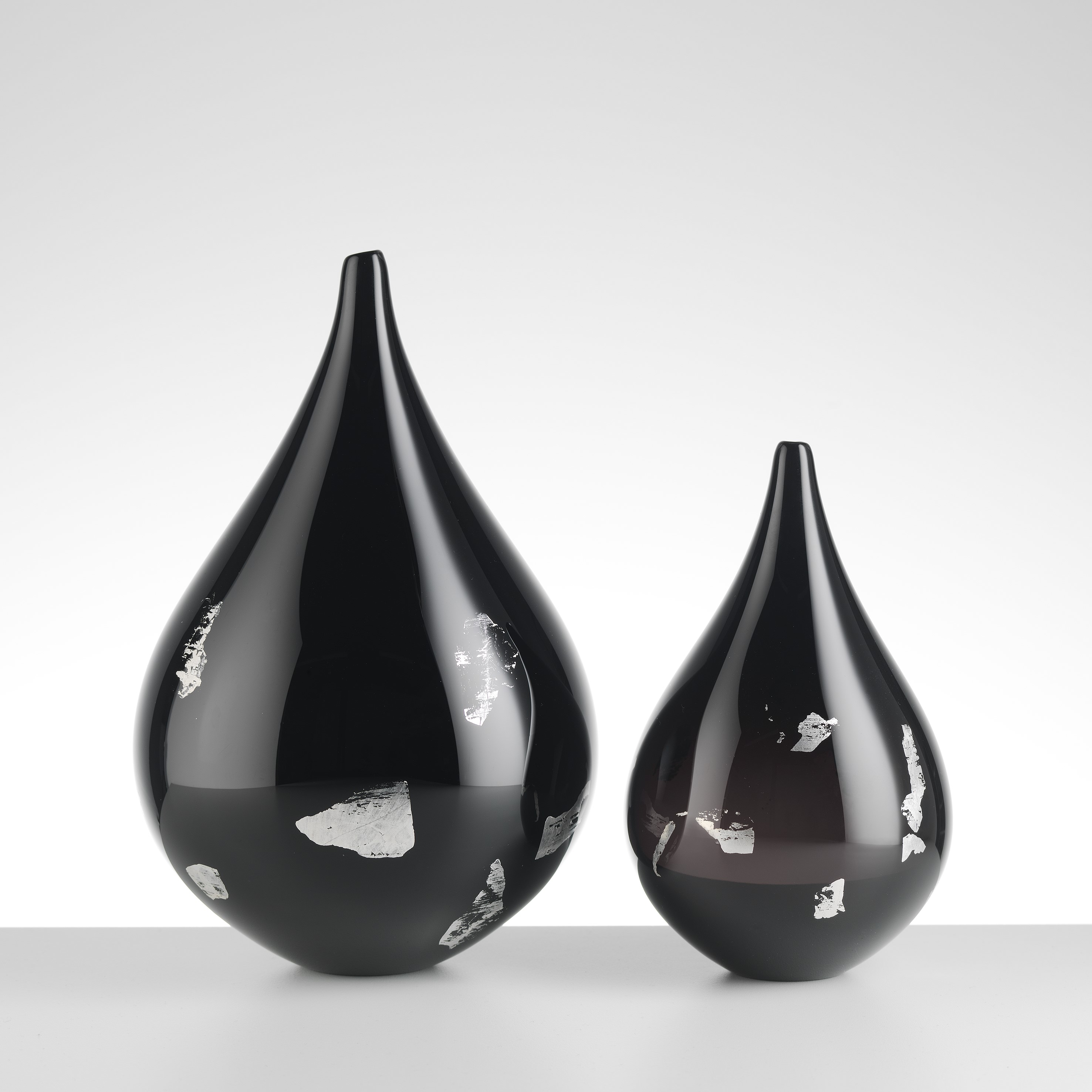 Black Dew Drop with silver leaf