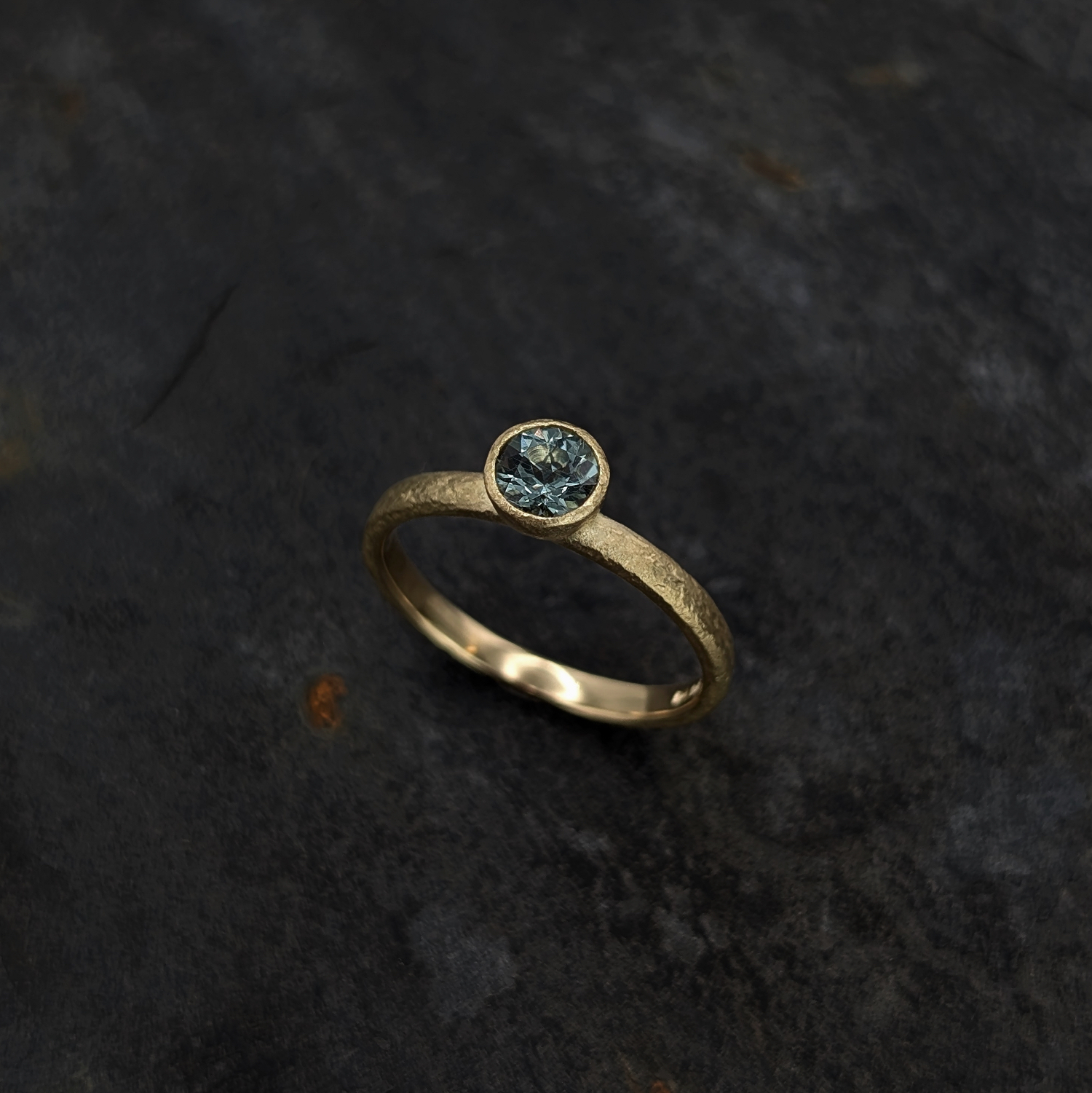 Rosa teal sapphire engagement ring